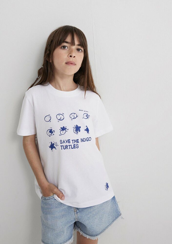 Mavi Save The Indıgo Turtles Beyaz Çocuk Tişört 7610376-620 - 1