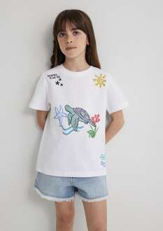 Mavi Save The Indigo Turtles Beyaz Çocuk Tişört 7610377-620 - 1