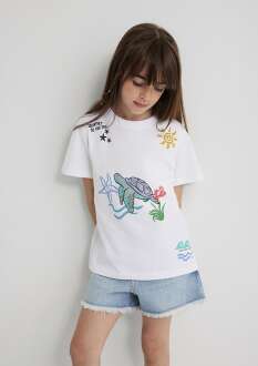 Mavi Save The Indigo Turtles Beyaz Çocuk Tişört 7610377-620 - 3