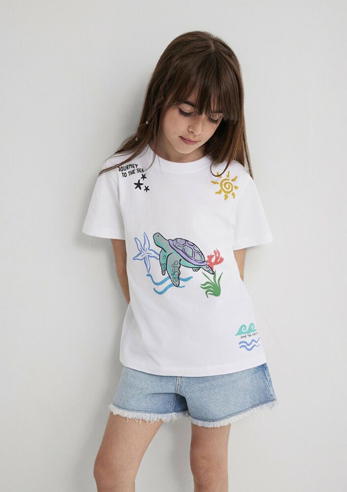 Mavi Save The Indigo Turtles Beyaz Çocuk Tişört 7610377-620 - 3