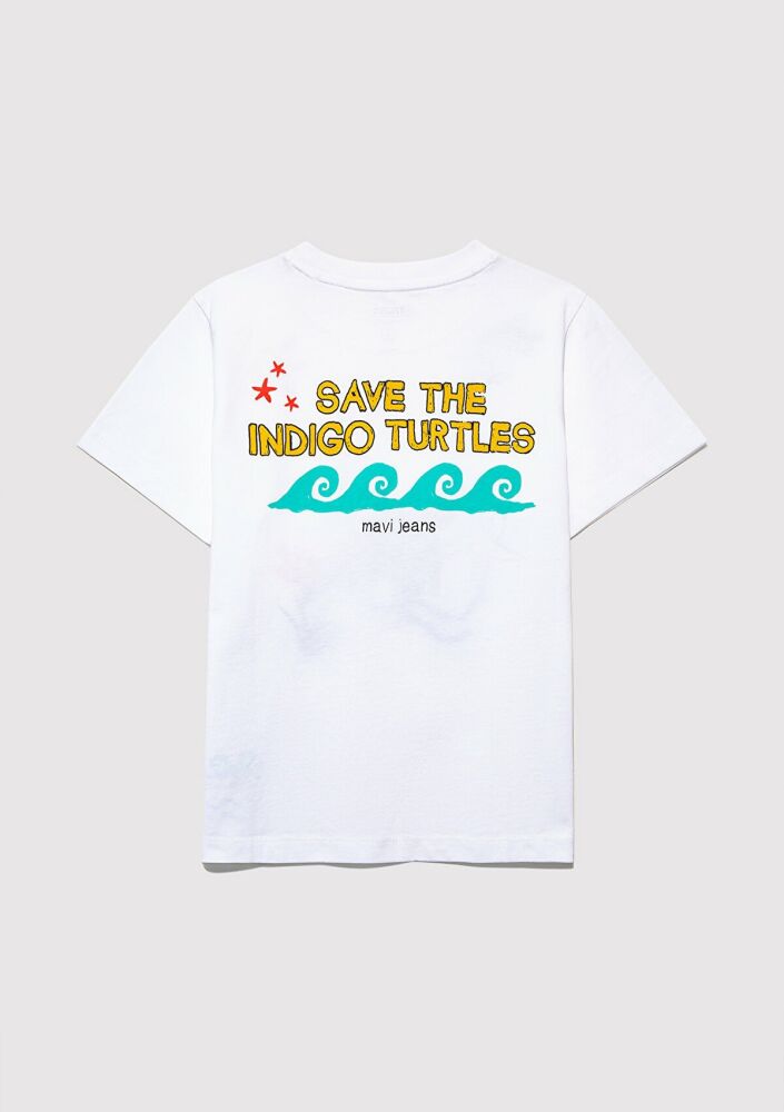 Mavi Save The Indigo Turtles Beyaz Çocuk Tişört 7610377-620 - 5