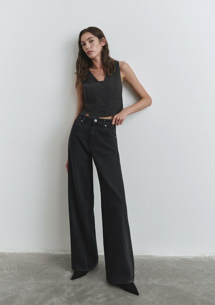 Mavi Siena Iconic Koyu Gri Smoke Wide Leg Kadın Jean Pantolon 1010763-90575
