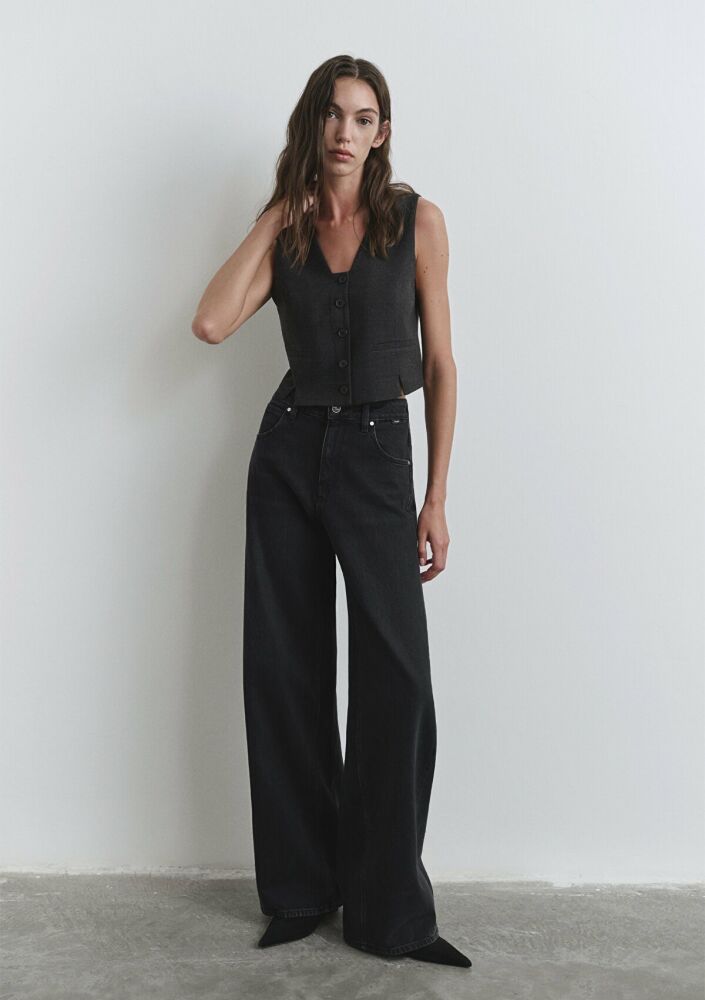 Mavi Siena Iconic Koyu Gri Smoke Wide Leg Kadın Jean Pantolon 1010763-90575 (1)