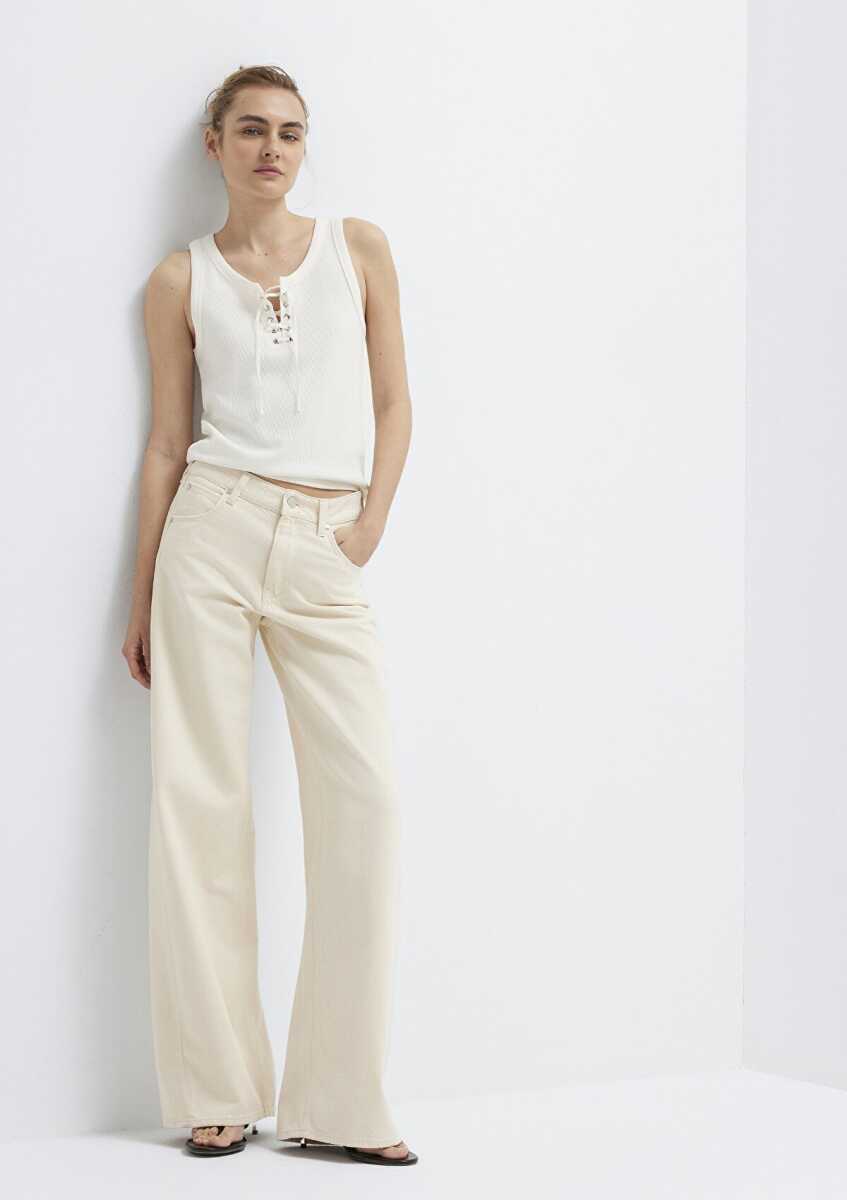 Mavi Siena Iconic Krem Wide Leg Kadın Jean Pantolon 1010763-A3903
