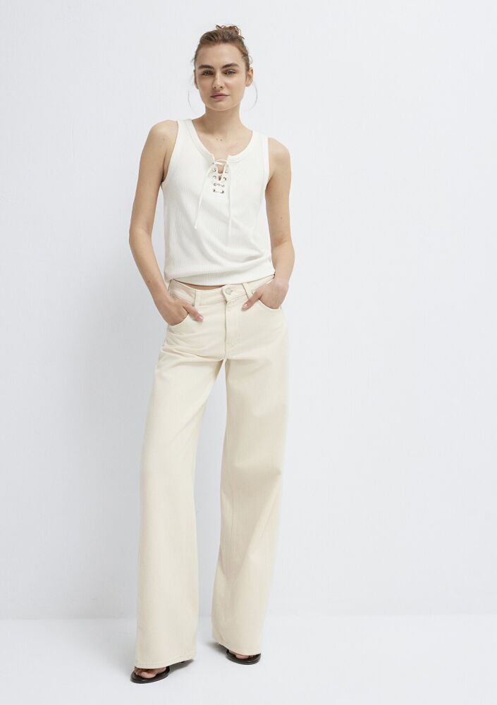 Mavi Siena Iconic Krem Wide Leg Kadın Jean Pantolon 1010763-A3903 (1)