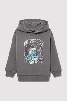 Mavi Şirinler Baskılı Kapişonlu Çocuk Sweat 6S10085-80017 - 2