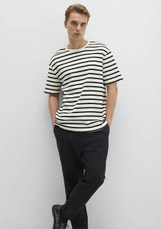 Mavi Siyah Çizgili Erkek Tişört 0612860-900 - Mavi (1)