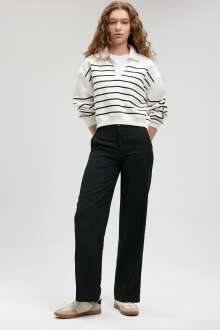 Mavi Siyah Dokuma Kadın Pantolon 1010647-900 - Mavi (1)