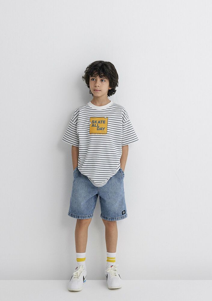 Mavi Skate All Day Baskılı Çocuk Tişört 6610263-89187 - 1