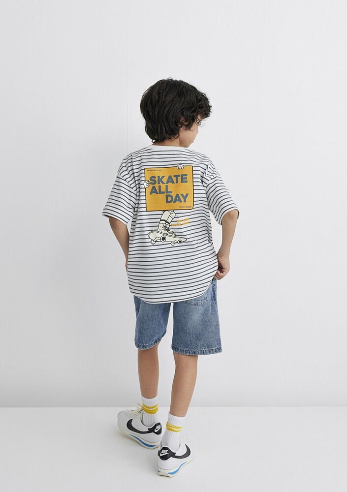Mavi Skate All Day Baskılı Çocuk Tişört 6610263-89187 - 2