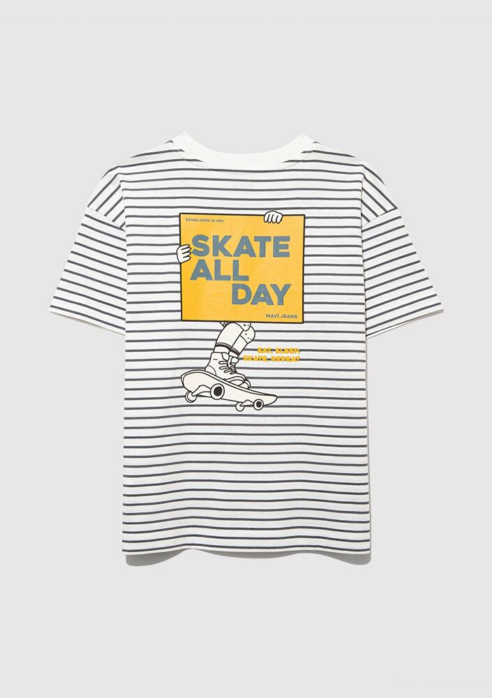 Mavi Skate All Day Baskılı Çocuk Tişört 6610263-89187 - 4