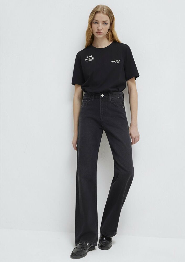 Mavi Slogan Baskılı Siyah Kadın Tişört 1613739-900 (1)