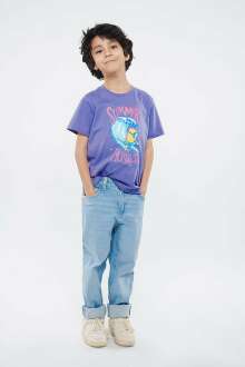 Mavi Summer Hustle Baskılı Mor Çocuk Tişört 6610102-70609 - Mavi (1)