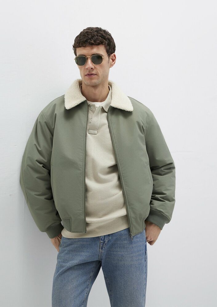 Mavi Suni Kürk Detaylı Loose Fit Haki Erkek Ceket 0110665-80692