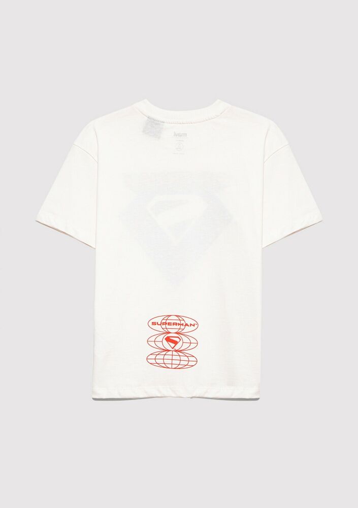 Mavi Superman Baskılı Beyaz Çocuk Tişört 6610381-70057 (1)