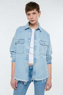 Mavi Tamara Bleached Denım Kadın Jean Gömlek 122883-84201 - Mavi (1)