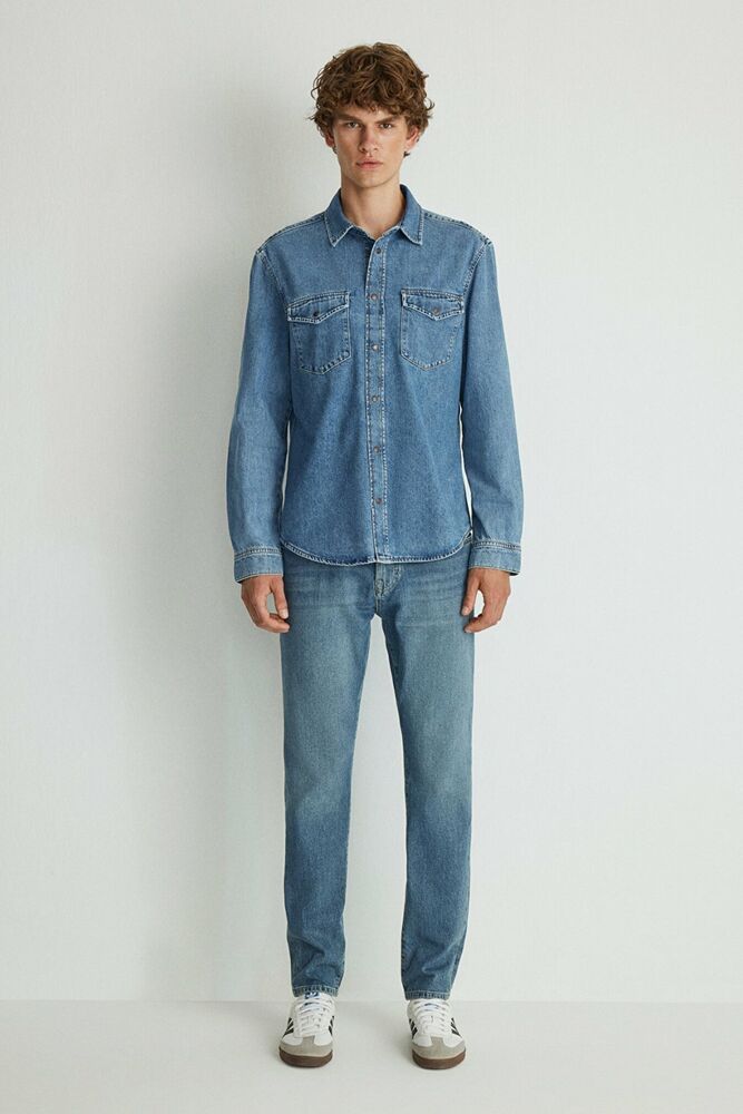 Mavi Ted Mid Blue Denim Erkek Jean Gömlek 0210909-87933 - 2