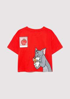 Mavi Tom Jerry Baskılı Kırmızı Çocuk Tişört 7610318-70471 - 2