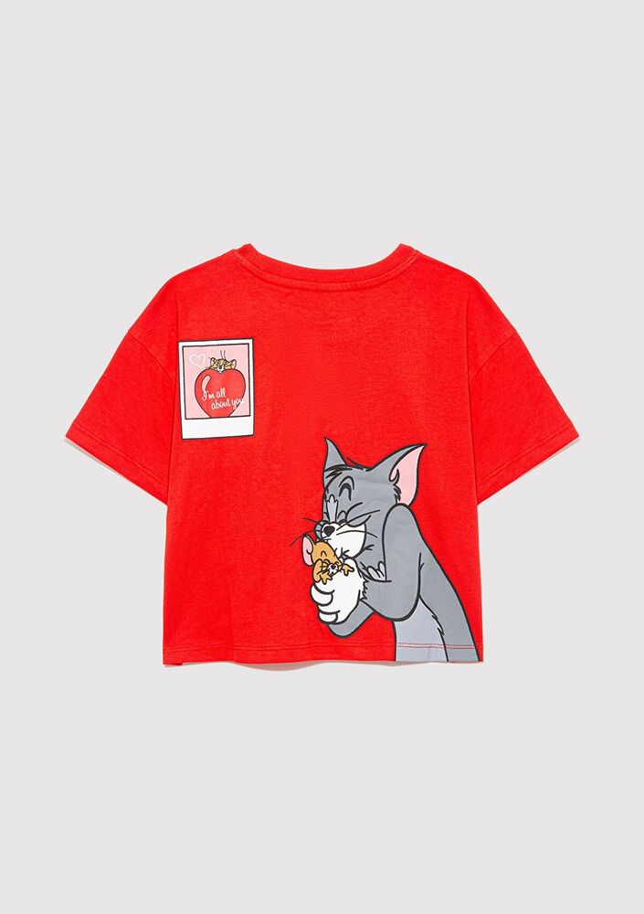 Mavi Tom Jerry Baskılı Kırmızı Çocuk Tişört 7610318-70471 - 2
