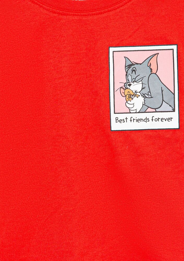 Mavi Tom Jerry Baskılı Kırmızı Çocuk Tişört 7610318-70471 - 3