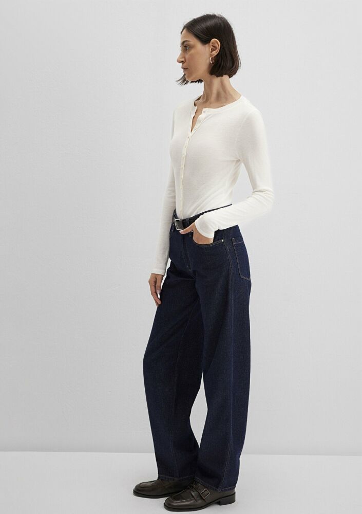 Mavi üğme Detaylı Ekru Kadın Sweat 1613652-80194 - 2