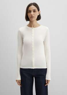 Mavi üğme Detaylı Ekru Kadın Sweat 1613652-80194 - 4