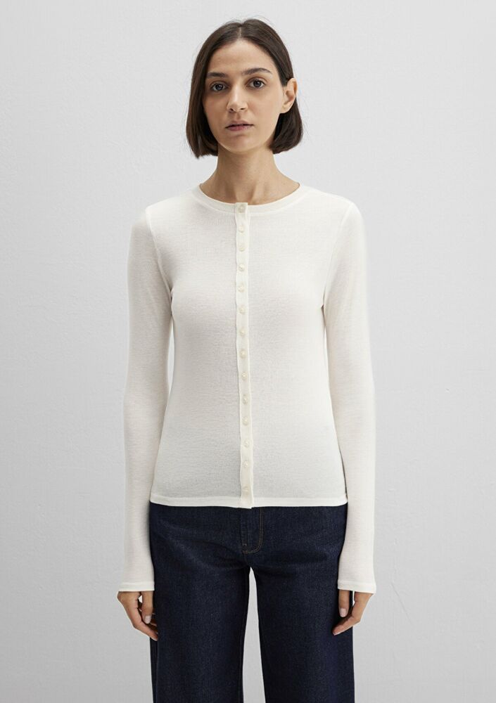 Mavi üğme Detaylı Ekru Kadın Sweat 1613652-80194 - 4