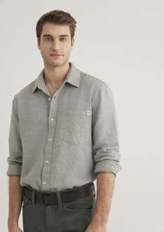 Mavi Uzun Kol Açık Haki Erkek Gömlek 0211383-80692 - Mavi (1)