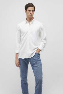 Mavi Uzun Kol Beyaz Erkek Gömlek 0211110-620 - Mavi (1)