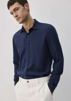 Mavi Uzun Kol Derin Lacivert Erkek Gömlek 0210818-70497 - Mavi (1)