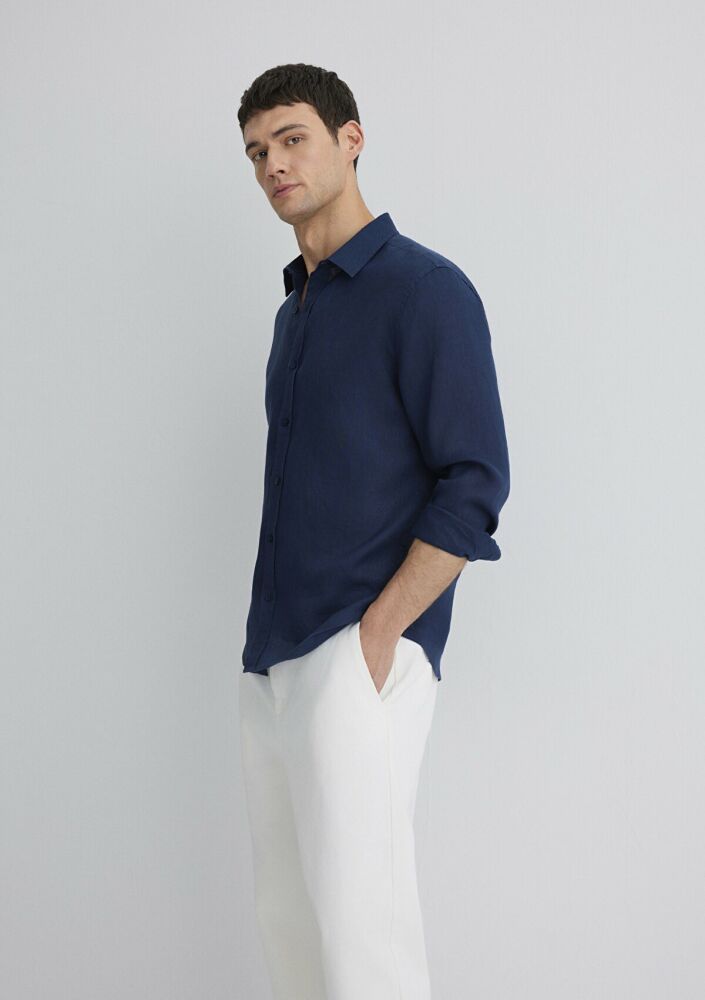 Mavi Uzun Kol Derin Lacivert Erkek Gömlek 0211466-70497 (1)