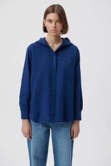 Mavi Uzun Kol Derin Mavi Kadın Gömlek 1210249-70491 - Mavi (1)