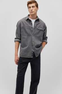 Mavi Uzun Kol Gri Denim Erkek Gömlek 0211149-80739 - Mavi (1)