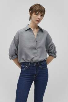 Mavi Uzun Kol Kadın Gömlek 1210339-88069 - Mavi (1)