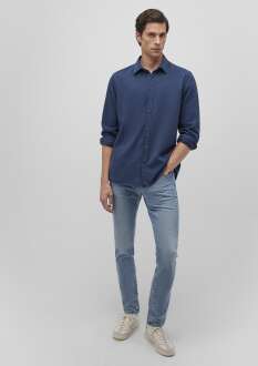 Mavi Uzun Kol Koyu Lacivert Erkek Gömlek 0211247-70720 - Mavi (1)