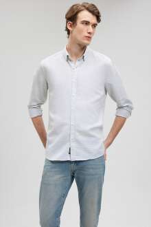 Mavi Uzun Kol Küf Yeşili Erkek Gömlek 020579-71787 - Mavi (1)