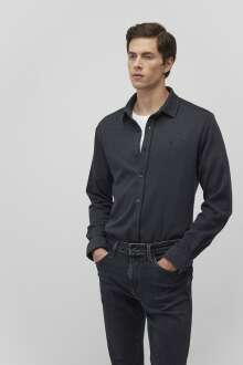 Mavi Uzun Kol Siyah Erkek Gömlek 0211244-900 - Mavi (1)