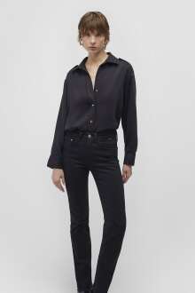 Mavi Uzun Kol Siyah Kadın Gömlek 1210944-900 - Mavi (1)