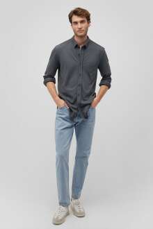 Mavi Uzun Kol Yosun Yeşili Erkek Gömlek 0211092-71598 - Mavi (1)