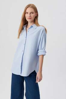 Mavi Uzun Kollu Bebe Mavisi Kadın Gömlek 1210616-81509 - Mavi (1)