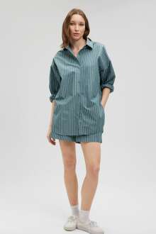 Mavi Uzun Kollu Kadın Gömlek 1210421-87016 - Mavi (1)