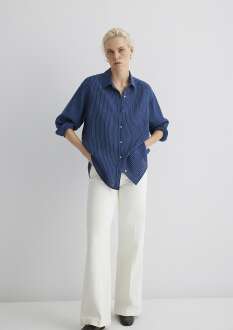 Mavi Uzun Kollu Kadın Gömlek 1210748-89853 - Mavi (1)