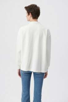 Mavi Uzun Kollu Polo Kırık Beyaz Kadın Sweat 1611827-70057 - 4
