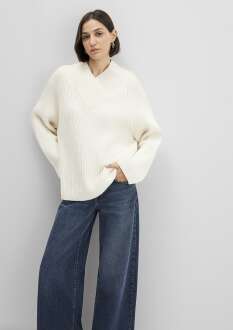 Mavi V Yaka Ekru Kadın Kazak 1710829-70057 - Mavi (1)