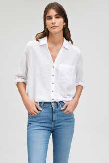 Mavi V Yaka Kadın Gömlek 1210604-620 - Mavi (1)