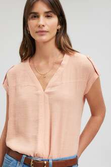 Mavi V Yaka Kadın Gömlek 122504-71245 - Mavi (1)