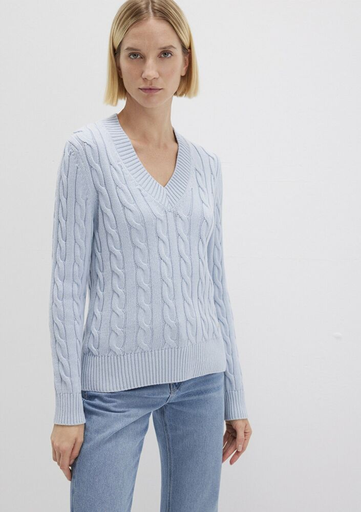 Mavi V Yaka Mavi Kadın  Kazak (1)