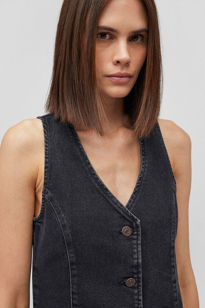 Mavi Vela Dark Smoke Denim Kadın Jean Ceket 1110448-87550 - 5