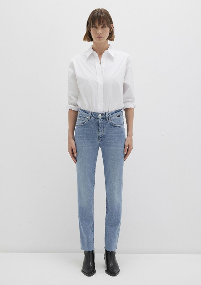 Mavi Vıola Mid İndigo Premium Blue Slim Straight Normal Be lDüz Paça Kadın Jean Pantolon 101048-91000 - 4