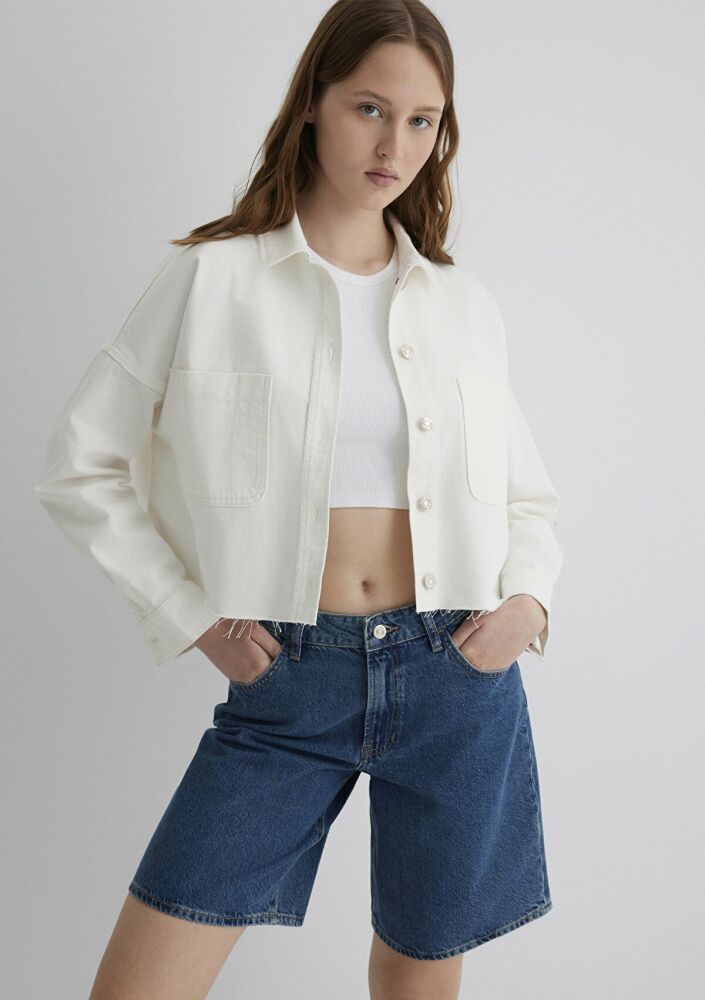 Mavi Vivi White 90's Kadın Jean Gömlek 1210244-86440 - 1